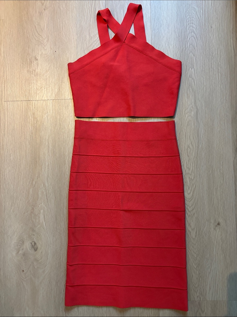BCBGMAXAZRIA Jayla Alexa Poppy Red Bandage 2 Piece Set S